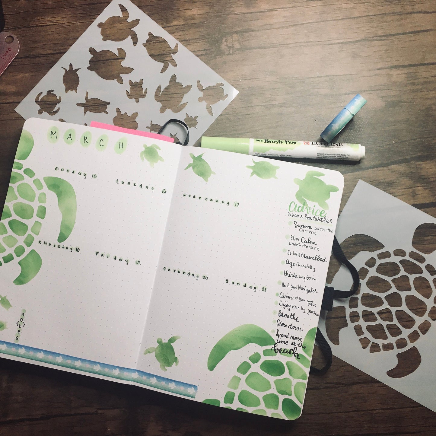 Turtle Variety Stencil /Inking cover  Planner/Bullet Journal/Art Journal/Inking Stencil Ocean