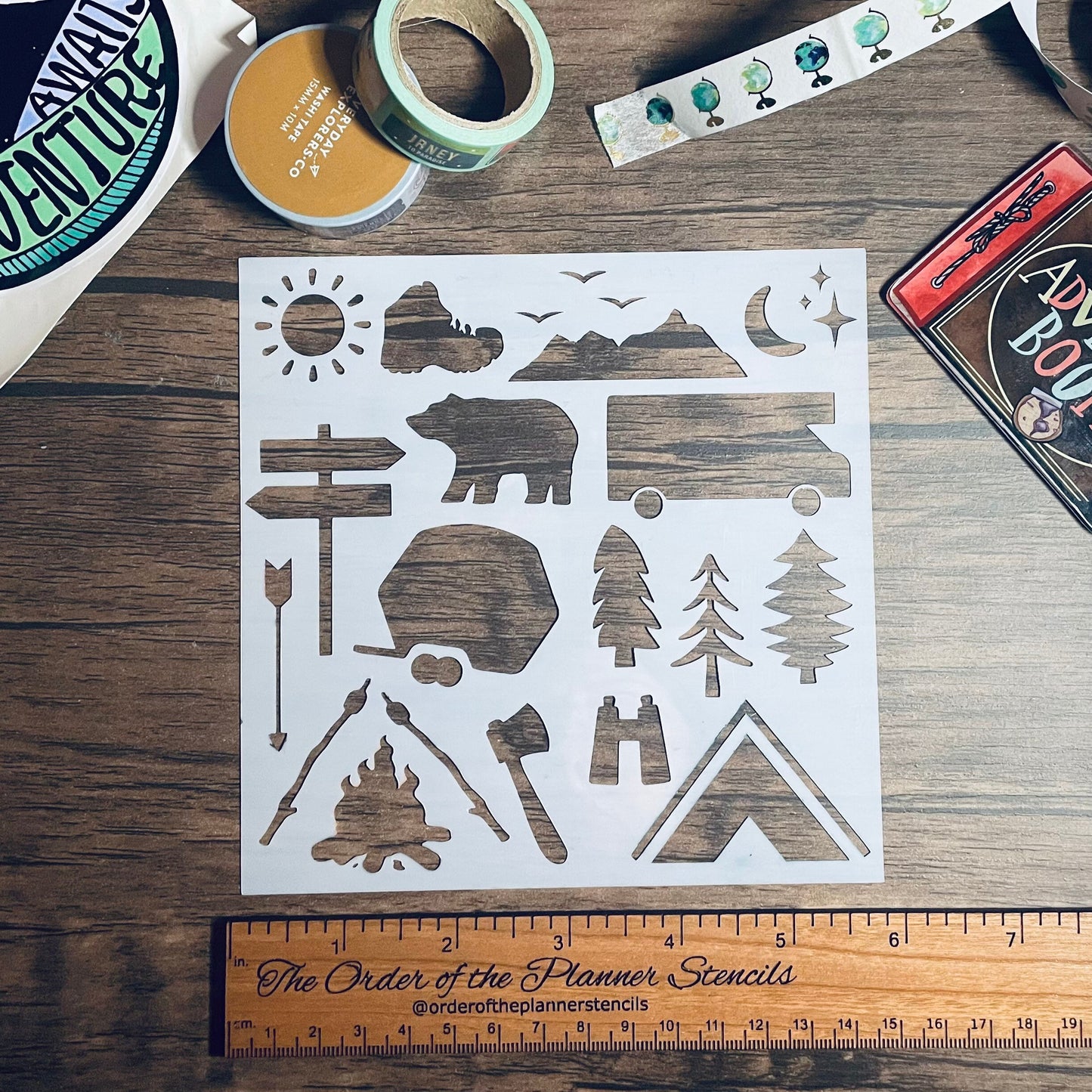 Camping doodles Stencil /Inking cover  Planner/Bullet Journal/Art Journal/Inking Stencil