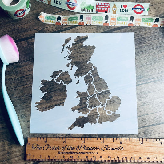 British Isles Map Stencil /Inking cover  Planner/Bullet Journal/Art Journal/Inking Stencil