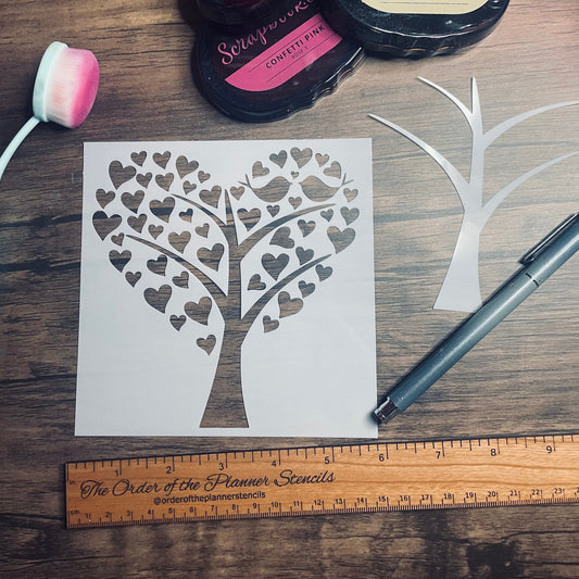 Heart Tree Two Piece Stencil  Planner/Bullet Journal/Art Journal/Inking Stencil/ bujo planner craft stencil inking card making