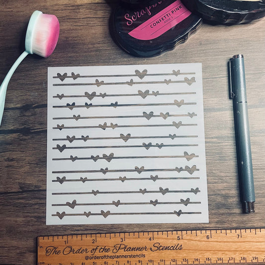 Heart Strings Stencil  Planner/Bullet Journal/Art Journal/Inking Stencil/ bujo planner craft stencil inking card making