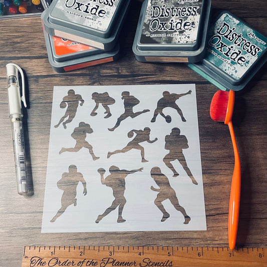 Football Players Stencil Planner/Bullet Journal/Art Journal/Inking Stencil/ bujo planner craft stencil inking card making