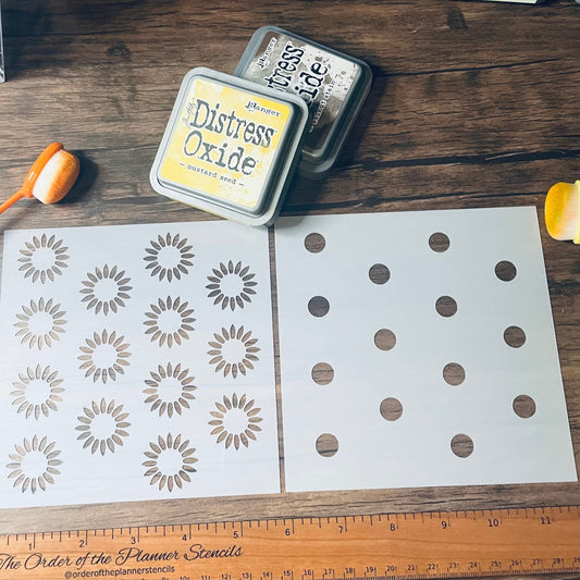 Sunflower Pattern 2 Piece Stencil Planner/Bullet Journal/Art Journal/Inking Stencil/ bujo planner craft stencil inking card making