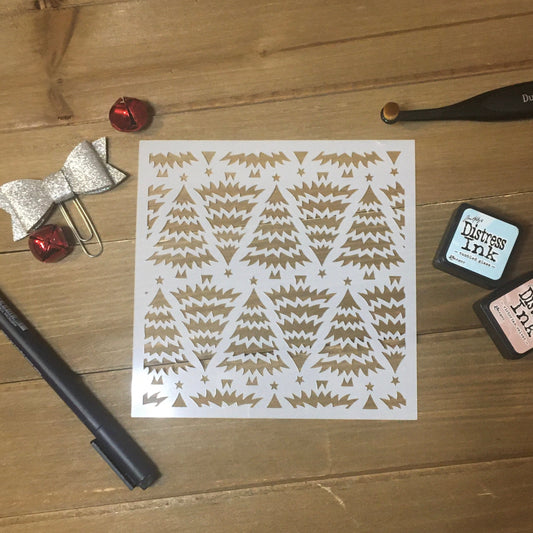 Christmas Tree Pattern Stencil /Inking cover  Planner/Bullet Journal/Art Journal/Inking Stencil