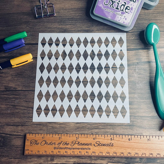 Diamond Pattern Full Stencil Planner/Bullet Journal/Art Journal/Inking Stencil/ bujo planner craft stencil inking card making