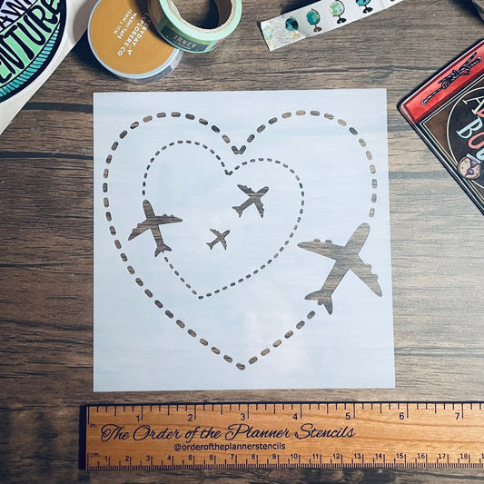 Heart flight path Stencil /Inking cover  Planner/Bullet Journal/Art Journal/Inking Stencil