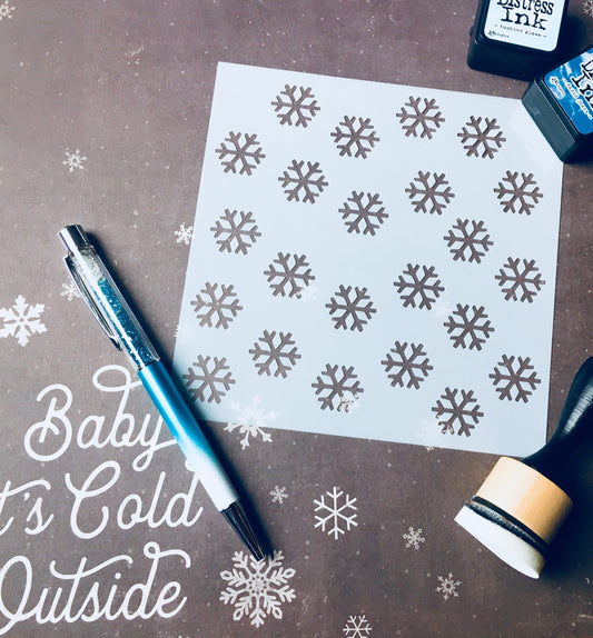 Let it Snow Stencil-Planner Stencil, Bujo Stencil, Art Journaling Stencil, Cookie Stencil