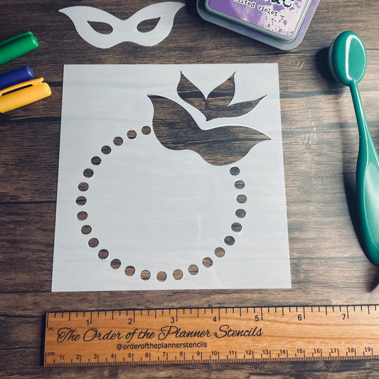 Mardi Gras Mask Wreath Stencil Planner/Bullet Journal/Art Journal/Inking Stencil/ bujo planner craft stencil inking card making