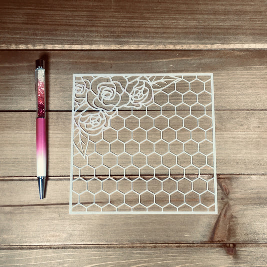 Rose & hexagon stencil /Inking cover  Planner/Bullet Journal/Art Journal/Inking Stencil