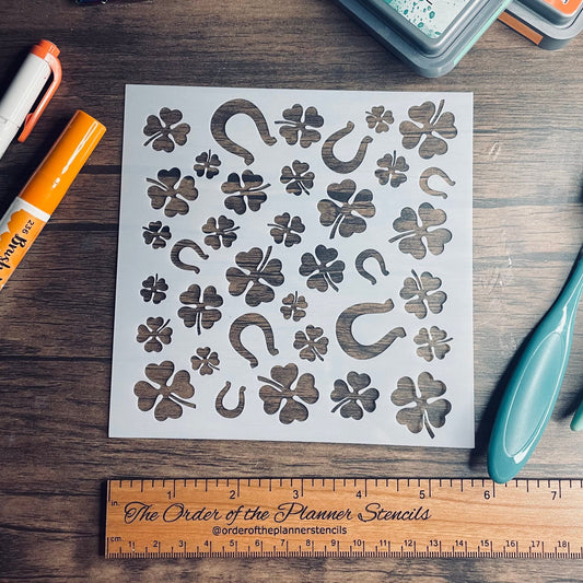 Shamrocks & Horseshoes Stencil Planner/Bullet Journal/Art Journal/Inking Stencil/ bujo planner craft stencil inking card making