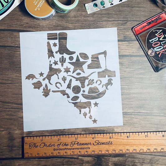 Texas things Stencil /Inking cover  Planner/Bullet Journal/Art Journal/Inking Stencil