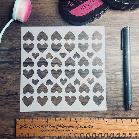 Up & Down Hearts Stencil  Planner/Bullet Journal/Art Journal/Inking Stencil/ bujo planner craft stencil inking card making