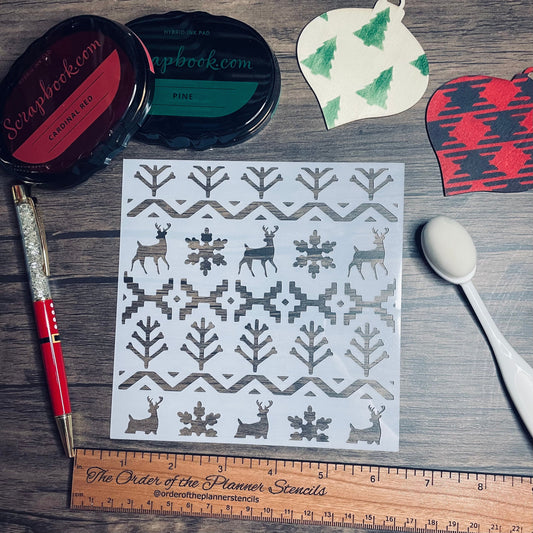 Winter Outdoor Sweater Pattern Cover Stencil  Planner/Bullet Journal/Art Journal/Inking Stencil/holiday DIY Christmas Cards Christams Tags