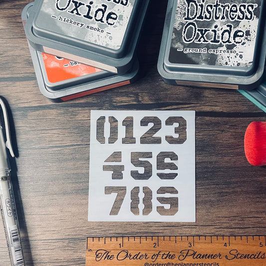 Varsity Font Numbers Stencil Planner/Bullet Journal/Art Journal/Inking Stencil/ bujo planner craft stencil inking card making