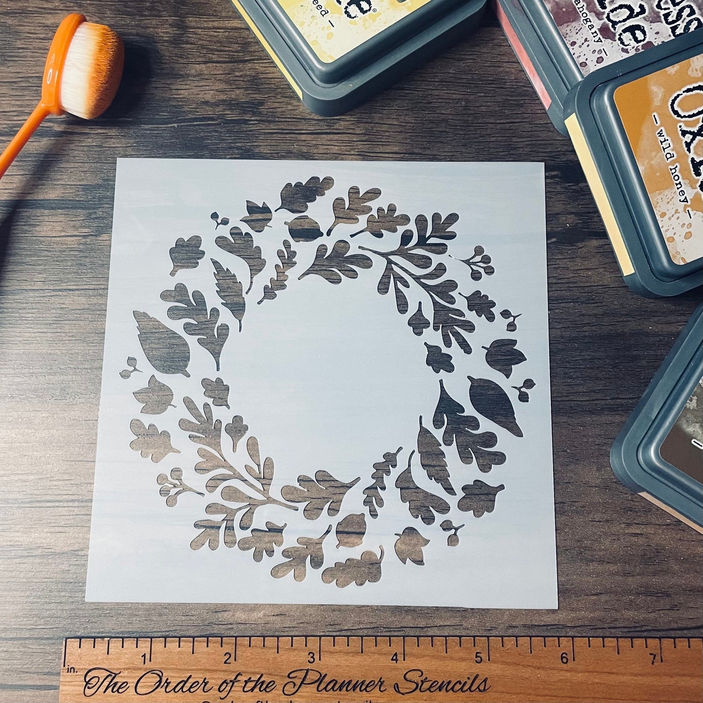 Fall Leaf Wreath Stencil Planner/Bullet Journal/Art Journal/Inking Stencil/ bujo planner craft stencil inking card making