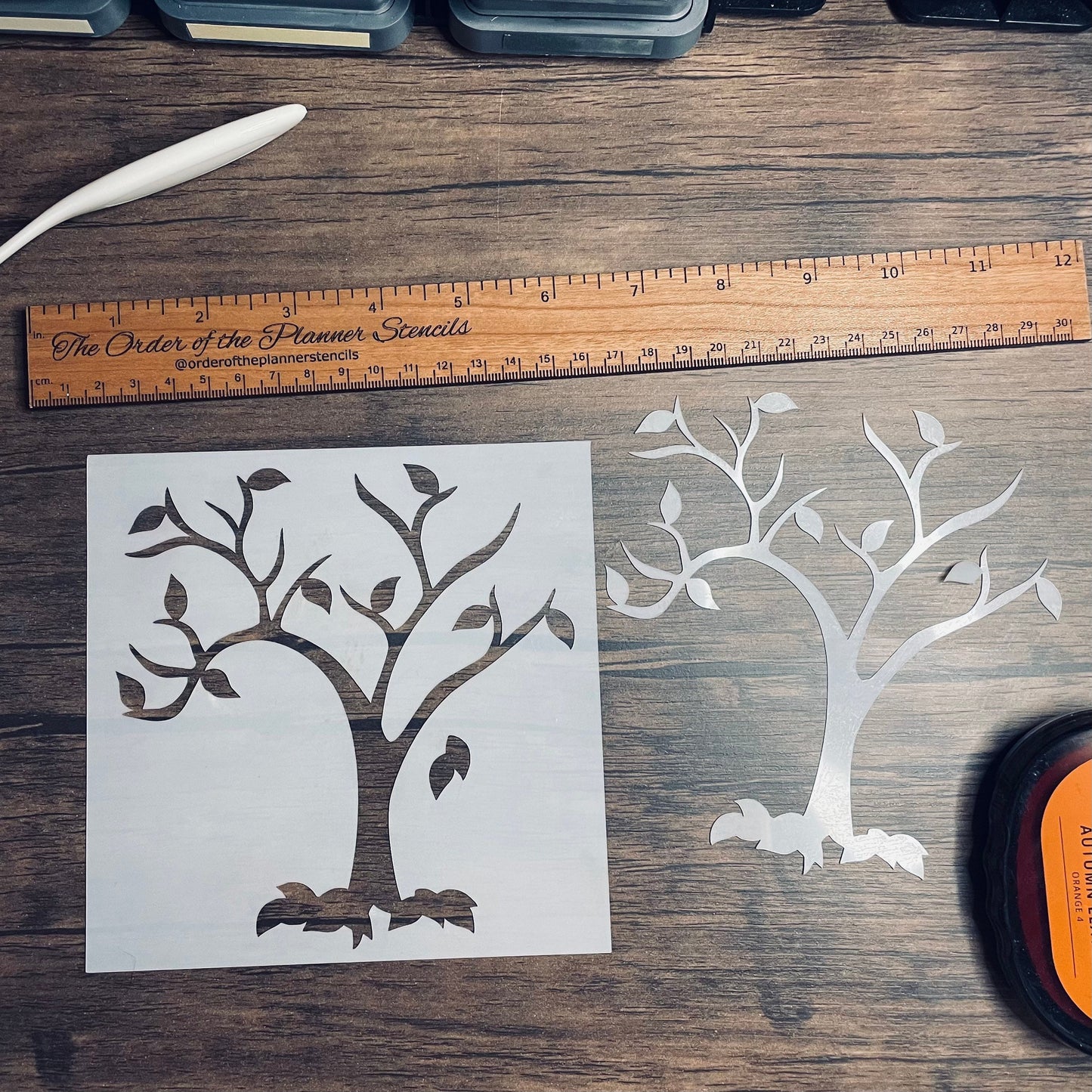 Autumn Tree 2 Piece Stencil  Planner/Bullet Journal/Art Journal/Inking Stencil/holiday DIY Christmas Cards Christams Tags