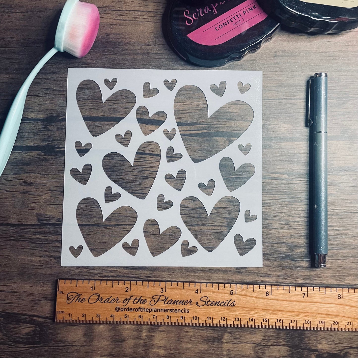 Doodled Hearts Stencil  Planner/Bullet Journal/Art Journal/Inking Stencil/ bujo planner craft stencil inking card making