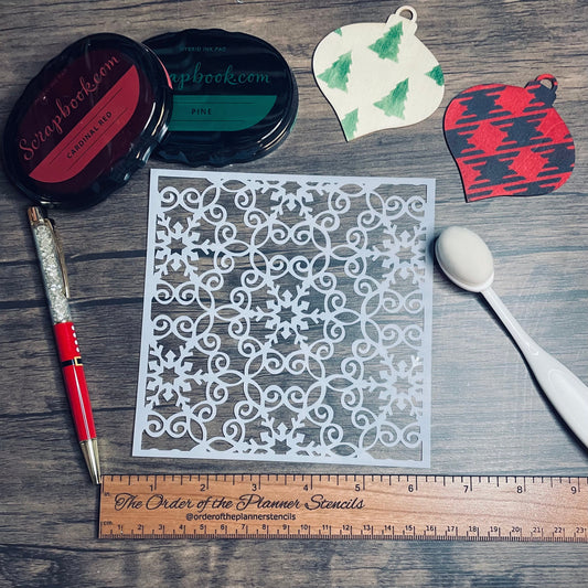 Fancy Snowflake Pattern Cover Stencil  Planner/Bullet Journal/Art Journal/Inking Stencil/holiday DIY Christmas Cards Christams Tags