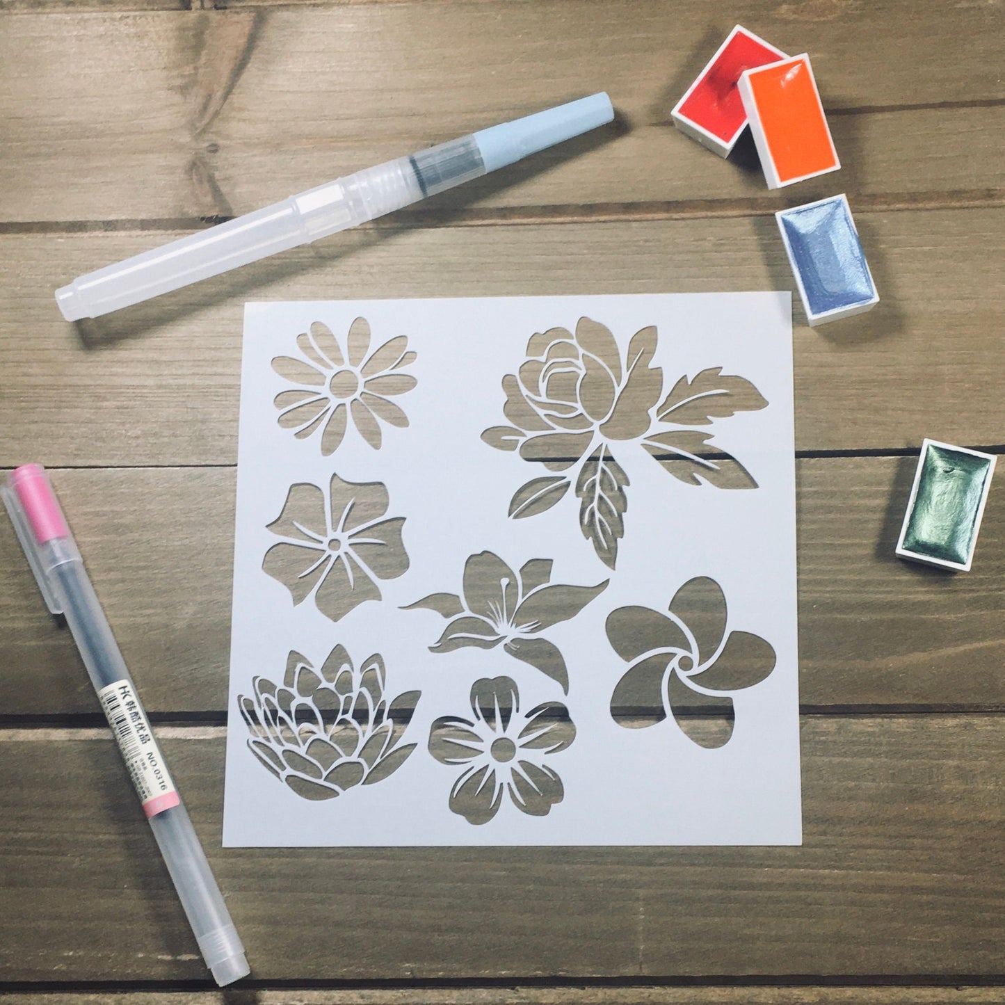 Flower Variety Stencil /Inking cover  Planner/Bullet Journal/Art Journal/Inking Stencil