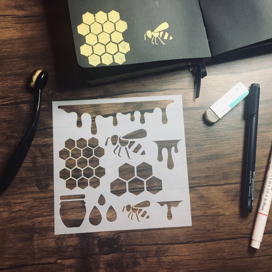 Honeybees Stencil /Inking cover  Planner/Bullet Journal/Art Journal/Inking Stencil Bees