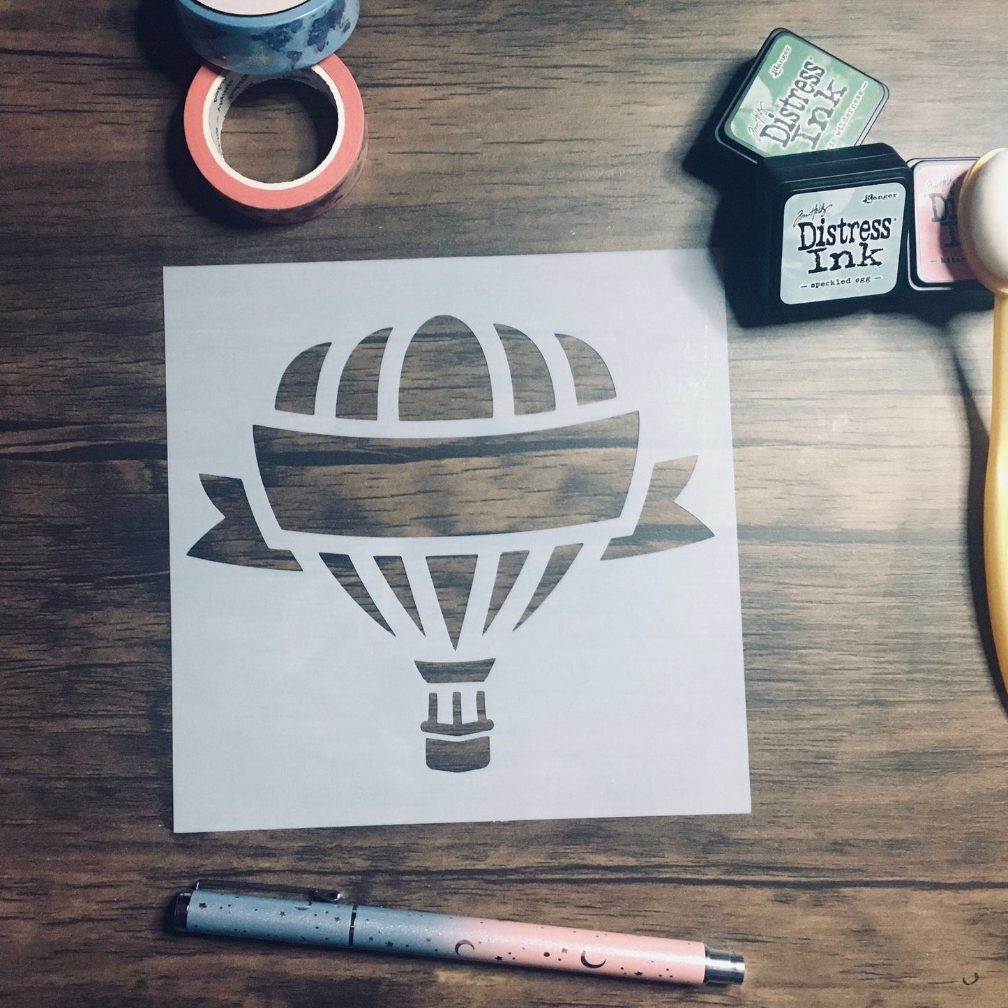 Hot Air Balloon Banner Stencil /Inking cover  Planner/Bullet Journal/Art Journal/Inking Stencil