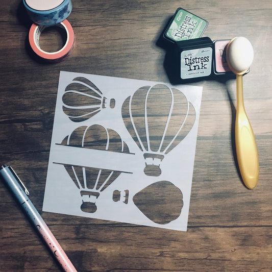 Hot Air Balloon Banner Variety /Inking cover  Planner/Bullet Journal/Art Journal/Inking Stencil