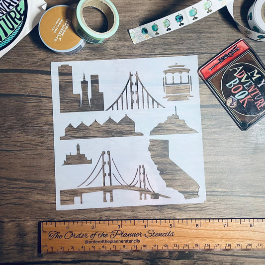 San Francisco Stencil /Inking cover  Planner/Bullet Journal/Art Journal/Inking Stencil