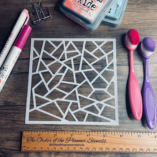 Shattered 2.0 Small Pattern Stencil Planner/Bullet Journal/Art Journal/Inking Stencil/ bujo planner craft stencil inking card making