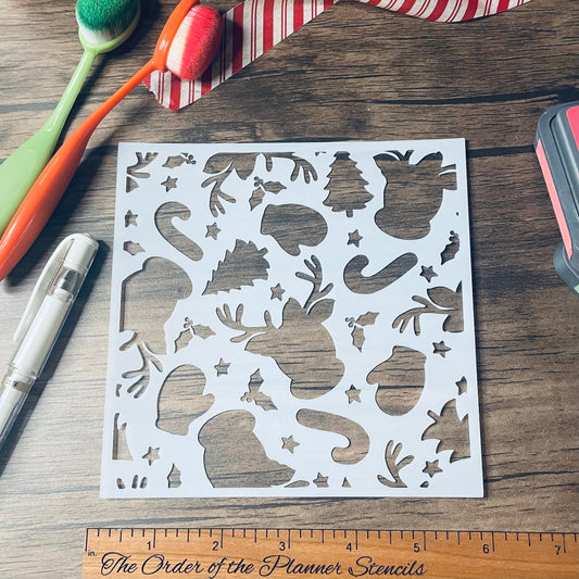 Reindeer Games Pattern Stencil Planner/Bullet Journal/Art Journal/Inking Stencil/ bujo planner craft stencil inking card making