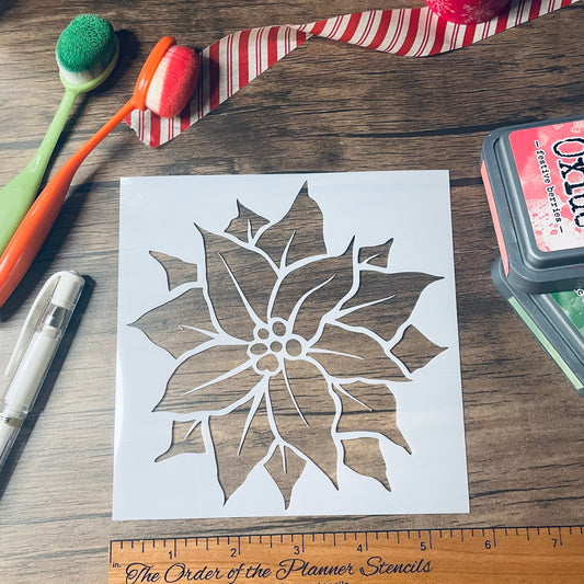 Poinsettia Stencil Planner/Bullet Journal/Art Journal/Inking Stencil/ bujo planner craft stencil inking card making