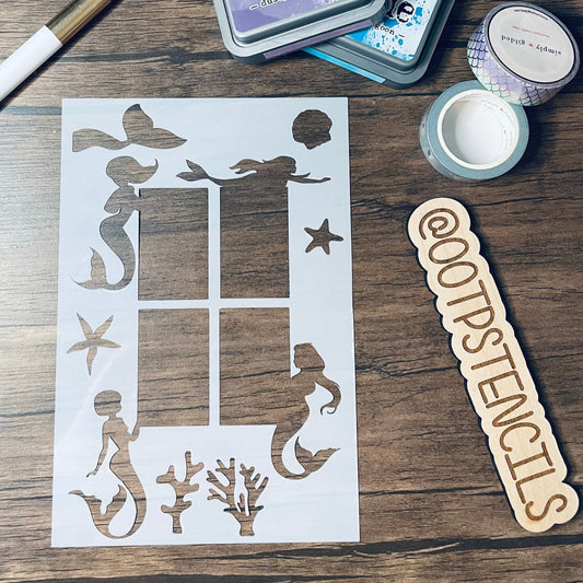 Mermaid Layout A5 Stencil /Inking cover  Planner/Bullet Journal/Art Journal/Inking Stencil