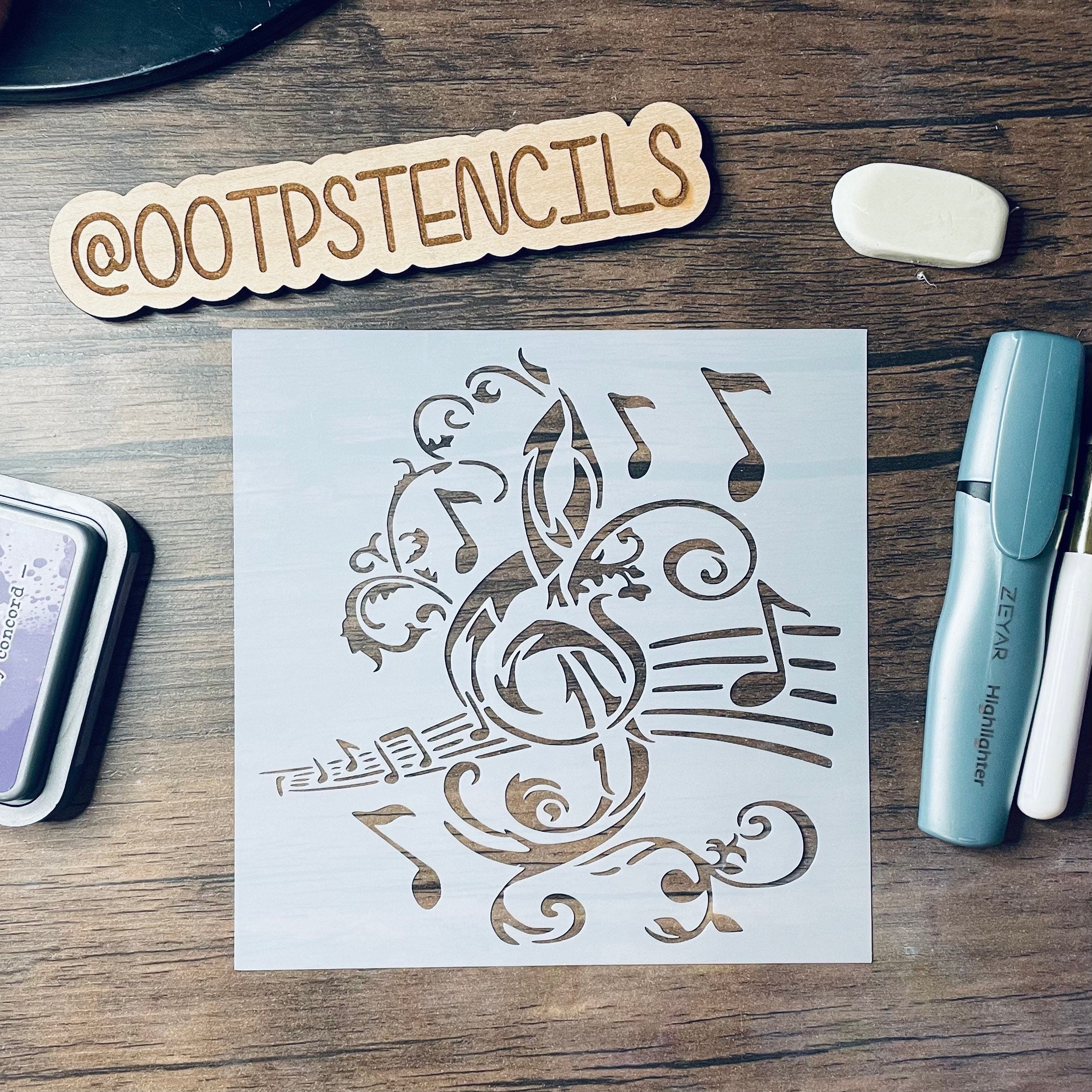 Treble Clef Amp Notes Stencil Planner Bullet Journal Art Journal Inking